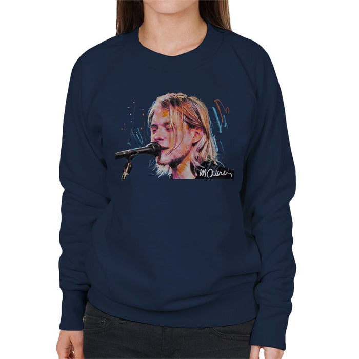 Sidney Maurer Original Portrait Of Kurt Cobain Singing Womens Sweatshirt - Womens Sweatshirt