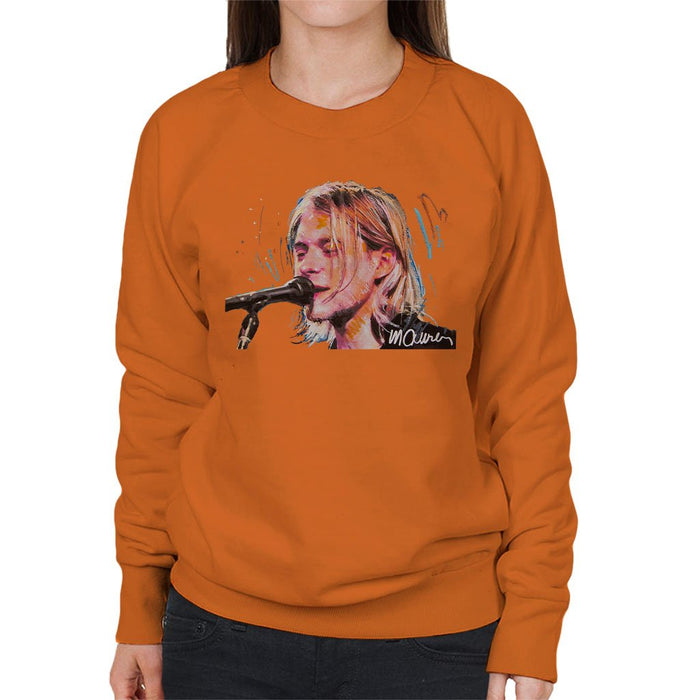 Sidney Maurer Original Portrait Of Kurt Cobain Singing Womens Sweatshirt - Womens Sweatshirt