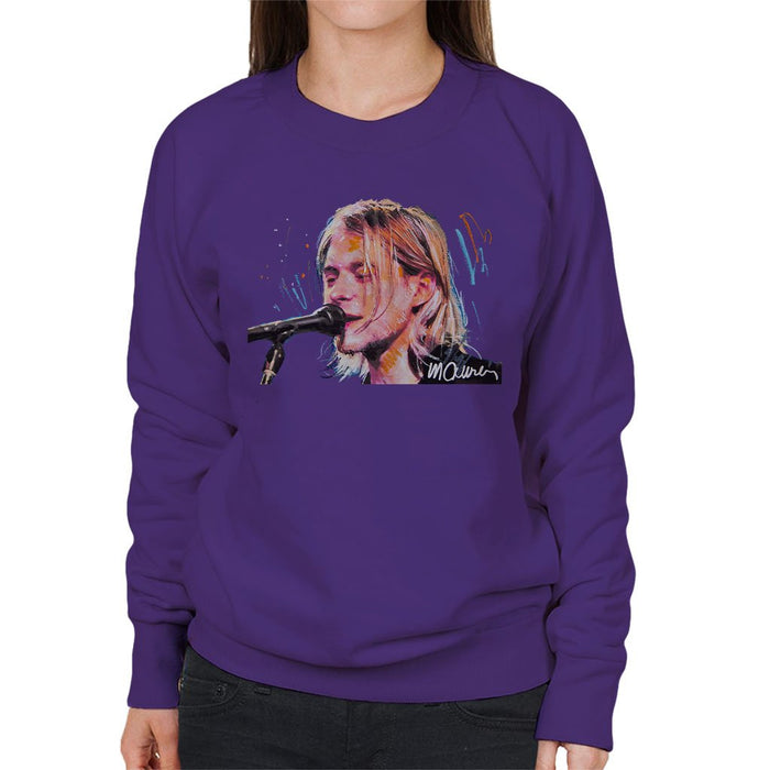 Sidney Maurer Original Portrait Of Kurt Cobain Singing Womens Sweatshirt - Womens Sweatshirt