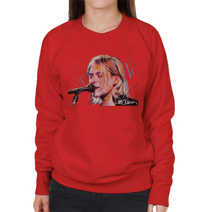 Sidney Maurer Original Portrait Of Kurt Cobain Singing Womens Sweatshirt - Womens Sweatshirt