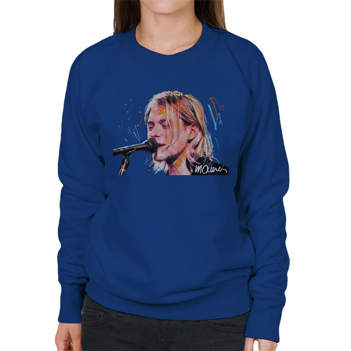 Sidney Maurer Original Portrait Of Kurt Cobain Singing Womens Sweatshirt - Womens Sweatshirt