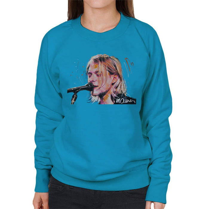 Sidney Maurer Original Portrait Of Kurt Cobain Singing Womens Sweatshirt - Womens Sweatshirt