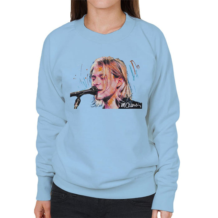 Sidney Maurer Original Portrait Of Kurt Cobain Singing Womens Sweatshirt - Womens Sweatshirt