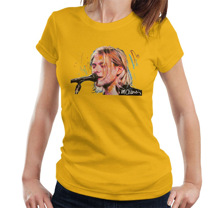 Sidney Maurer Original Portrait Of Kurt Cobain Singing Womens T-Shirt - Womens T-Shirt