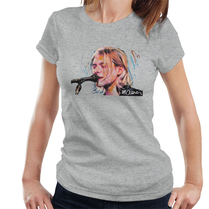 Sidney Maurer Original Portrait Of Kurt Cobain Singing Womens T-Shirt - Womens T-Shirt