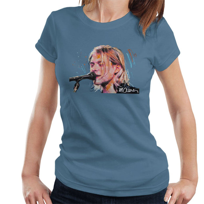 Sidney Maurer Original Portrait Of Kurt Cobain Singing Womens T-Shirt - Womens T-Shirt