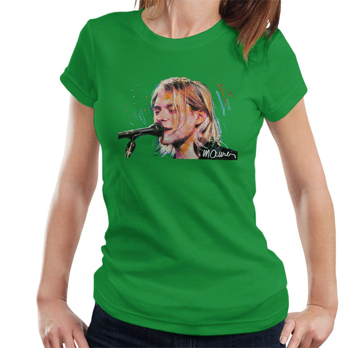 Sidney Maurer Original Portrait Of Kurt Cobain Singing Womens T-Shirt - Womens T-Shirt