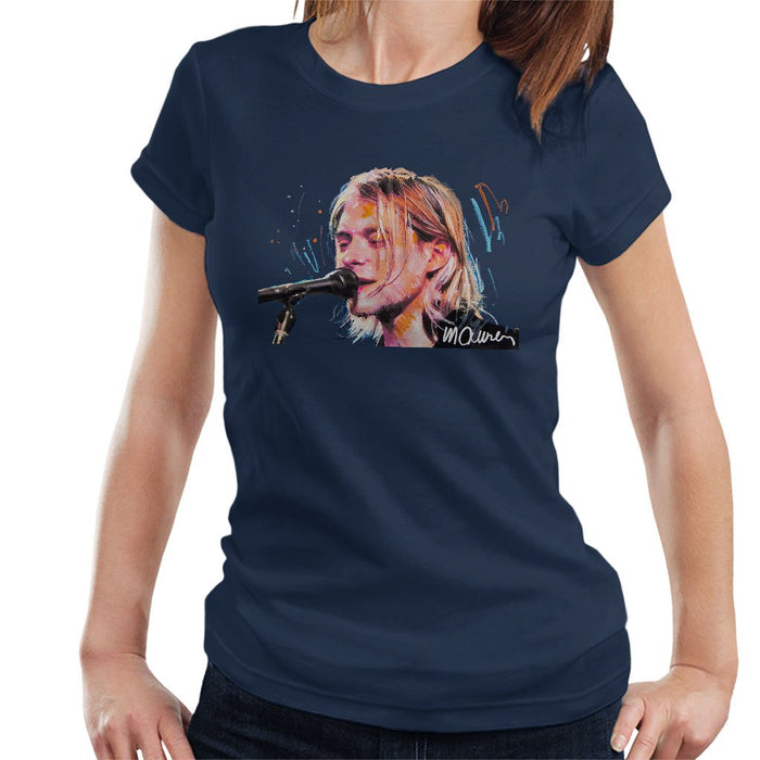 Sidney Maurer Original Portrait Of Kurt Cobain Singing Womens T-Shirt - Womens T-Shirt