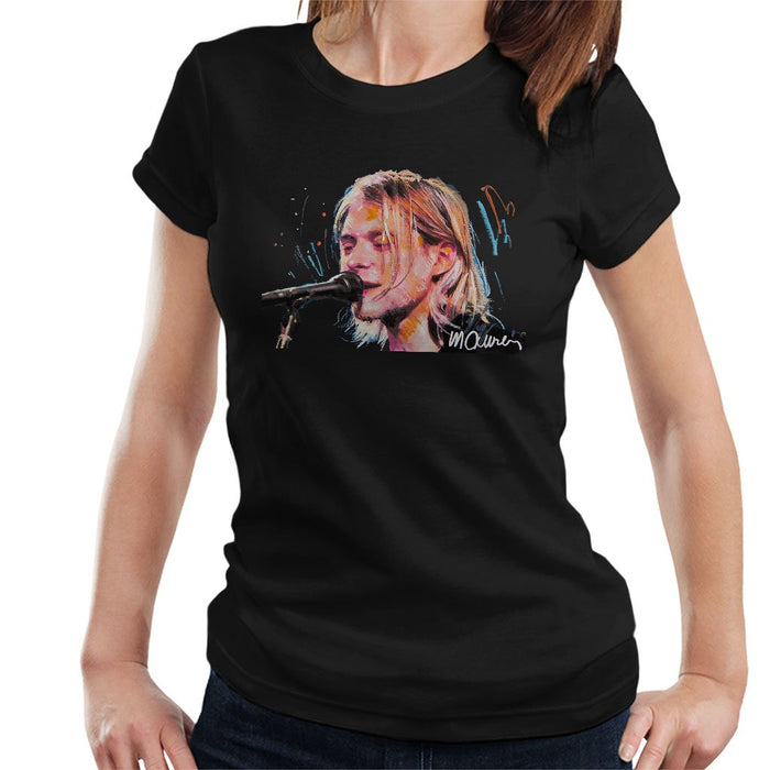 Sidney Maurer Original Portrait Of Kurt Cobain Singing Womens T-Shirt - Womens T-Shirt
