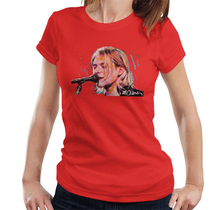Sidney Maurer Original Portrait Of Kurt Cobain Singing Womens T-Shirt - Womens T-Shirt