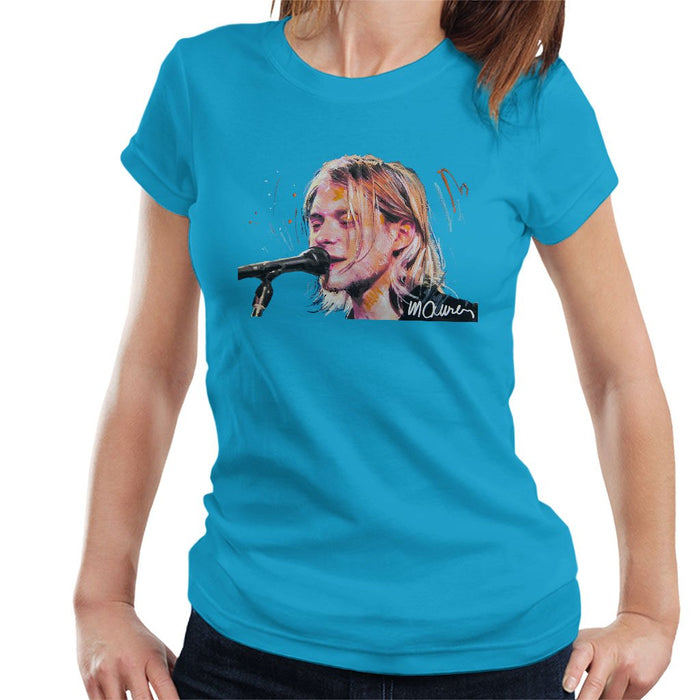 Sidney Maurer Original Portrait Of Kurt Cobain Singing Womens T-Shirt - Womens T-Shirt