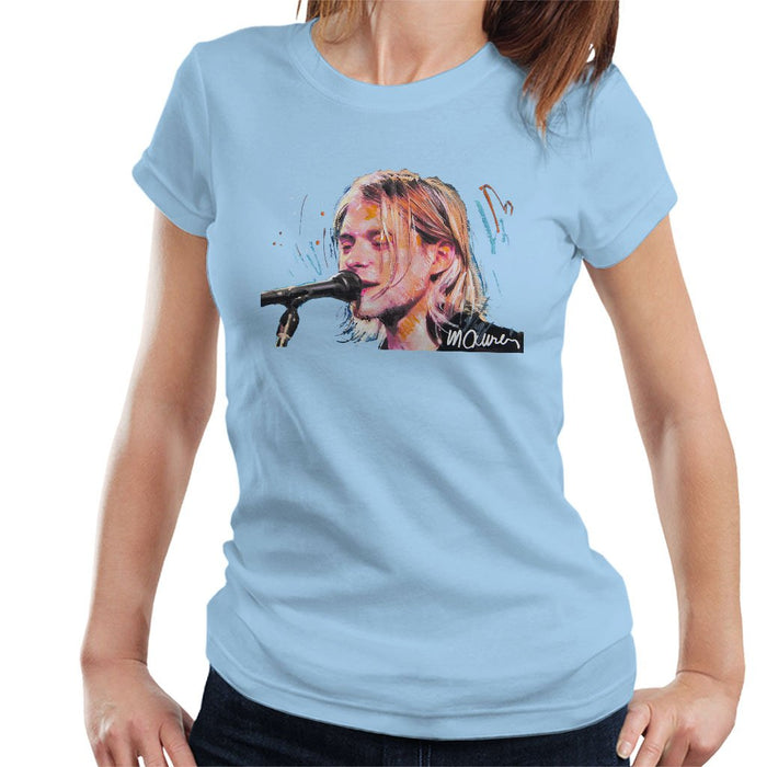 Sidney Maurer Original Portrait Of Kurt Cobain Singing Womens T-Shirt - Womens T-Shirt