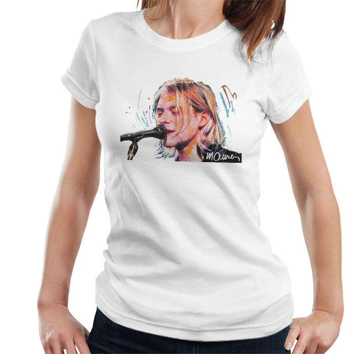 Sidney Maurer Original Portrait Of Kurt Cobain Singing Womens T-Shirt - Womens T-Shirt