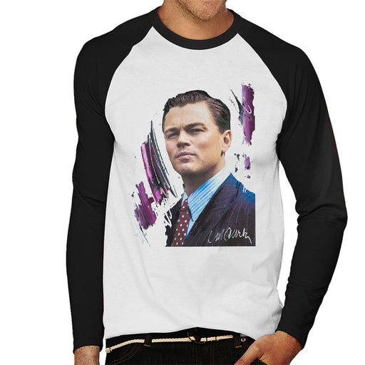 Sidney Maurer Original Portrait Of Leonardo DiCaprio Mens Baseball Long Sleeved T-Shirt - Mens Baseball Long Sleeved T-Shirt