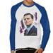 Sidney Maurer Original Portrait Of Leonardo DiCaprio Mens Baseball Long Sleeved T-Shirt - Small / White/Royal - Mens Baseball Long Sleeved