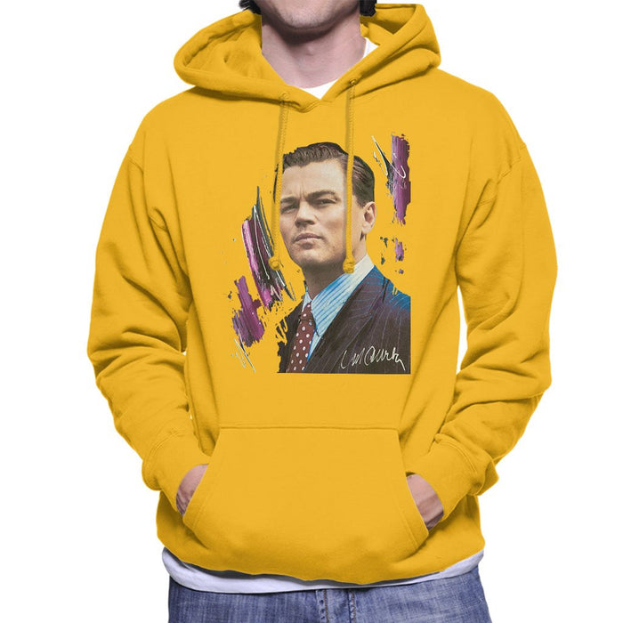 Sidney Maurer Original Portrait Of Leonardo DiCaprio Mens Hooded Sweatshirt - Small / Gold - Mens Hooded Sweatshirt