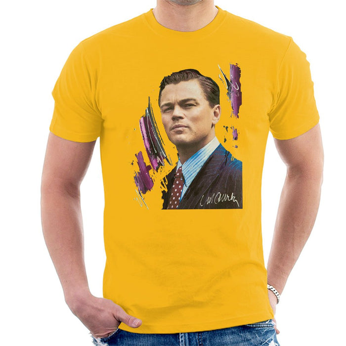 Sidney Maurer Original Portrait Of Leonardo DiCaprio Mens T-Shirt - Small / Gold - Mens T-Shirt