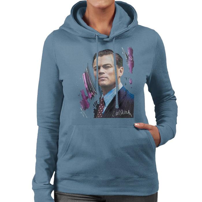 Sidney Maurer Original Portrait Of Leonardo DiCaprio Womens Hooded Sweatshirt - Womens Hooded Sweatshirt