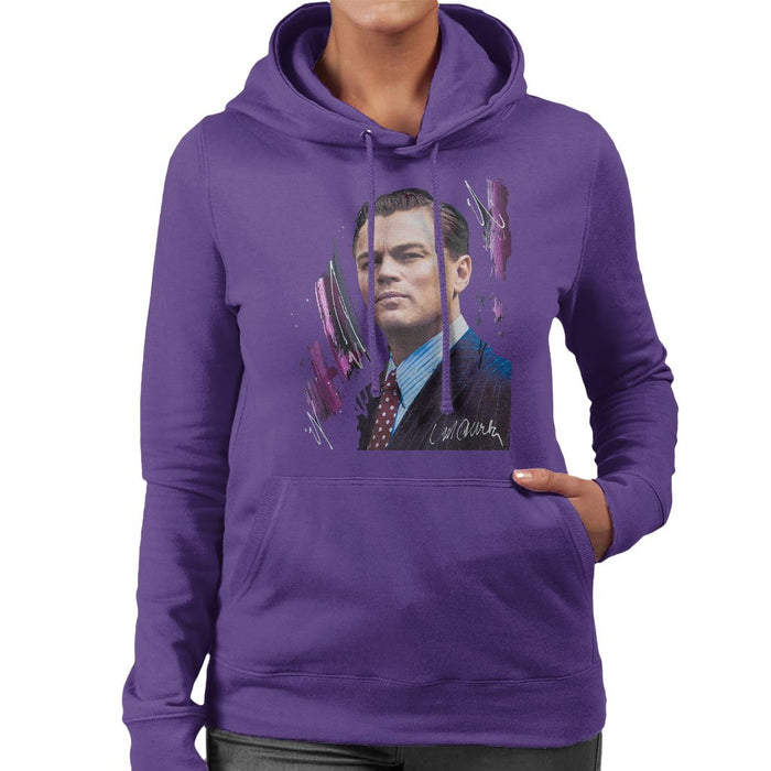 Sidney Maurer Original Portrait Of Leonardo DiCaprio Womens Hooded Sweatshirt - Womens Hooded Sweatshirt