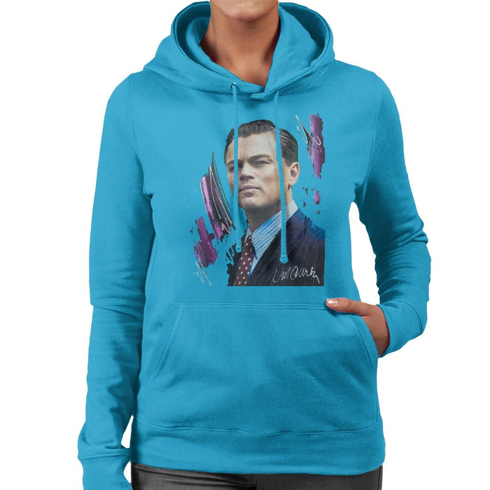 Sidney Maurer Original Portrait Of Leonardo DiCaprio Womens Hooded Sweatshirt - Womens Hooded Sweatshirt
