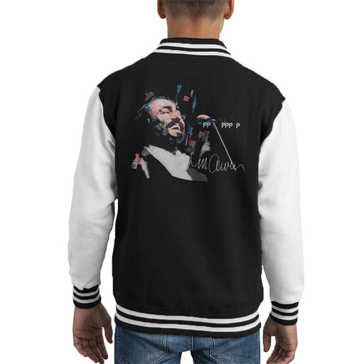 Sidney Maurer Original Portrait Of Luciano Pavarotti Kids Varsity Jacket - Kids Boys Varsity Jacket