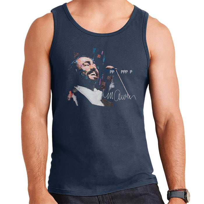 Sidney Maurer Original Portrait Of Luciano Pavarotti Mens Vest - Small / Navy Blue - Mens Vest
