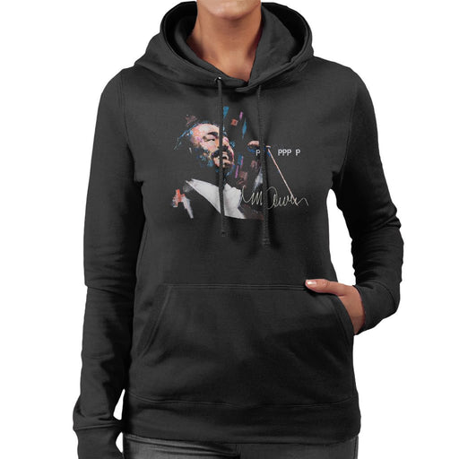 Sidney Maurer Original Portrait Of Luciano Pavarotti Womens Hooded Sweatshirt - Womens Hooded Sweatshirt