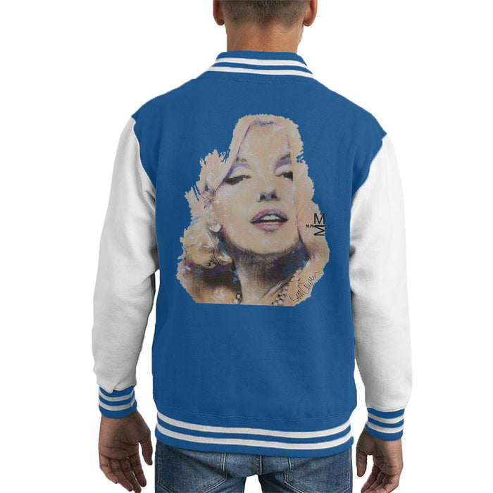 Sidney Maurer Original Portrait Of Marilyn Monroe Kids Varsity Jacket - X-Small (3-4 yrs) / Royal/White - Kids Boys Varsity Jacket