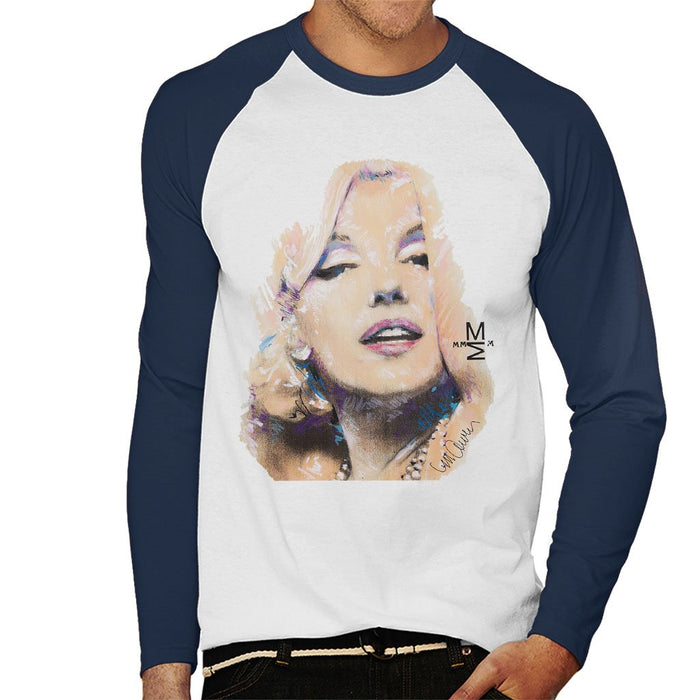 Sidney Maurer Original Portrait Of Marilyn Monroe Mens Baseball Long Sleeved T-Shirt - Mens Baseball Long Sleeved T-Shirt
