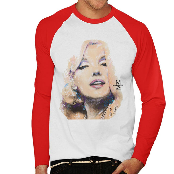 Sidney Maurer Original Portrait Of Marilyn Monroe Mens Baseball Long Sleeved T-Shirt - Mens Baseball Long Sleeved T-Shirt