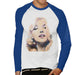 Sidney Maurer Original Portrait Of Marilyn Monroe Mens Baseball Long Sleeved T-Shirt - Small / White/Royal - Mens Baseball Long Sleeved