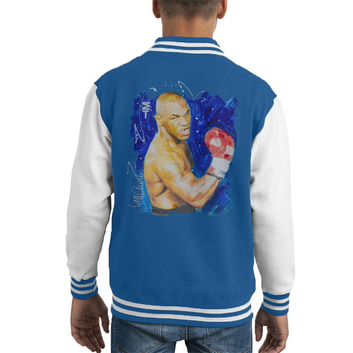 Sidney Maurer Original Portrait Of Mike Tyson Kids Varsity Jacket - X-Small (3-4 yrs) / Royal/White - Kids Boys Varsity Jacket