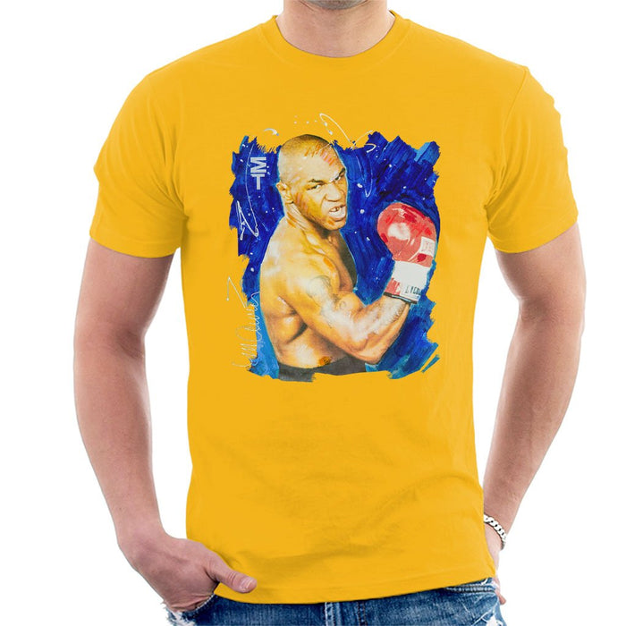 Sidney Maurer Original Portrait Of Mike Tyson Mens T-Shirt - Small / Gold - Mens T-Shirt