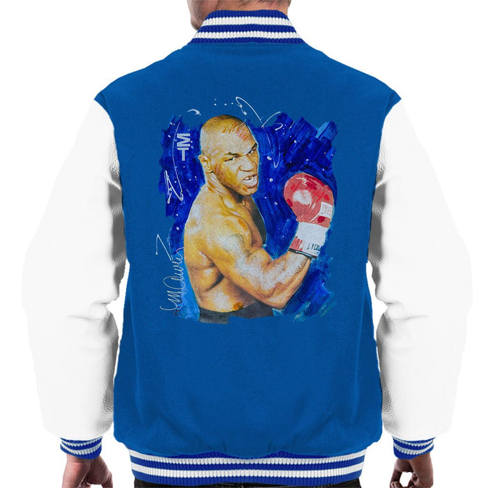 Sidney Maurer Original Portrait Of Mike Tyson Mens Varsity Jacket - Small / Royal/White - Mens Varsity Jacket