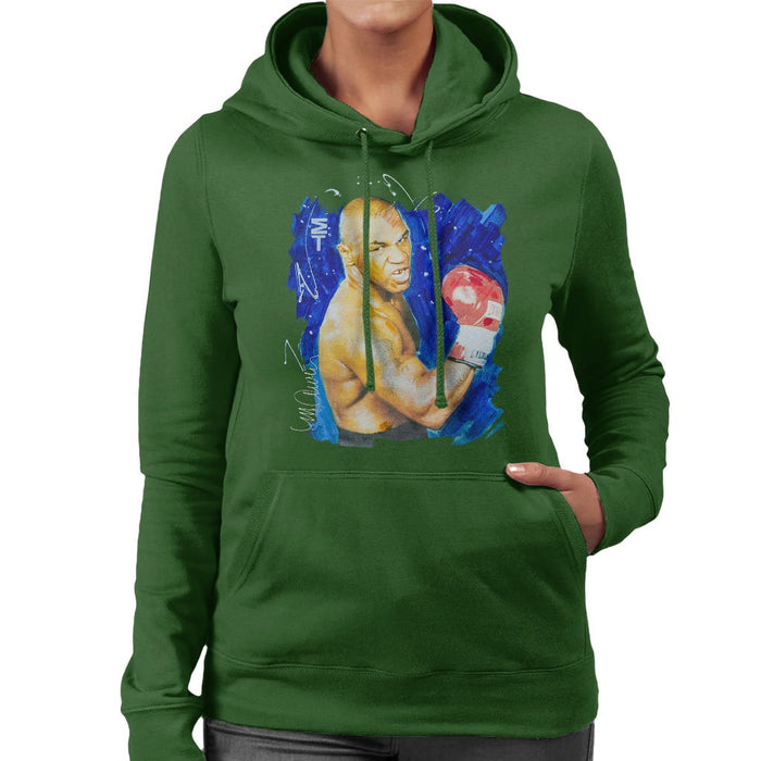 Sidney Maurer Original Portrait Of Mike Tyson Womens Hooded Sweatshirt - Womens Hooded Sweatshirt