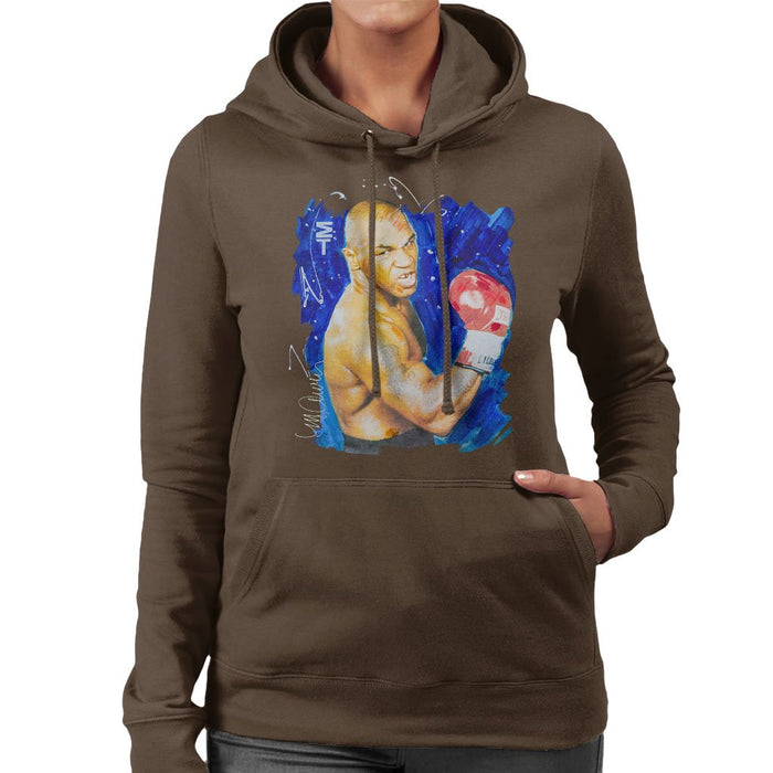 Sidney Maurer Original Portrait Of Mike Tyson Womens Hooded Sweatshirt - Womens Hooded Sweatshirt