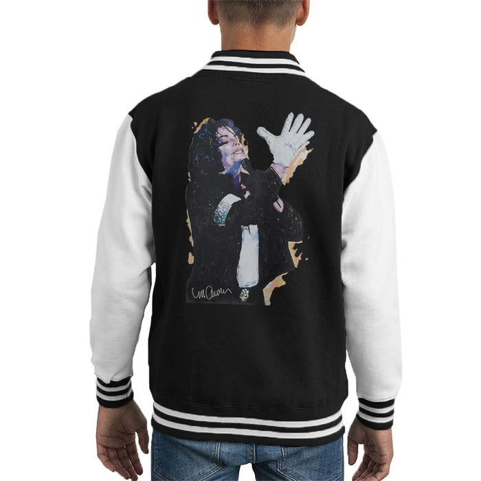 Sidney Maurer Original Portrait Of Michael Jackson White Glove Kids Varsity Jacket - Kids Boys Varsity Jacket