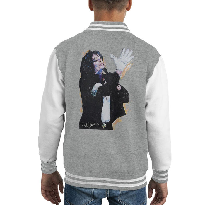 Sidney Maurer Original Portrait Of Michael Jackson White Glove Kids Varsity Jacket - Kids Boys Varsity Jacket