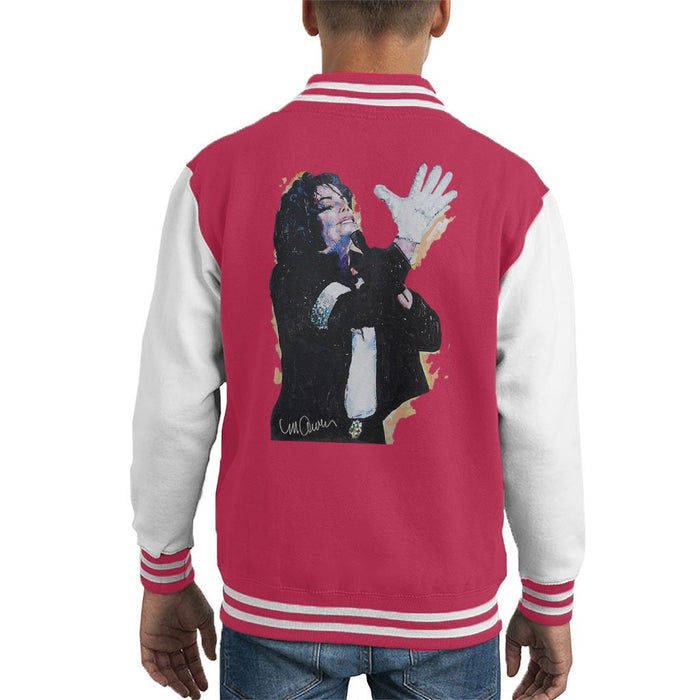 Sidney Maurer Original Portrait Of Michael Jackson White Glove Kids Varsity Jacket - Kids Boys Varsity Jacket