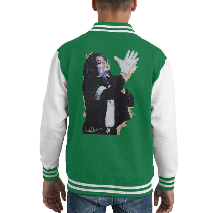 Sidney Maurer Original Portrait Of Michael Jackson White Glove Kids Varsity Jacket - Kids Boys Varsity Jacket