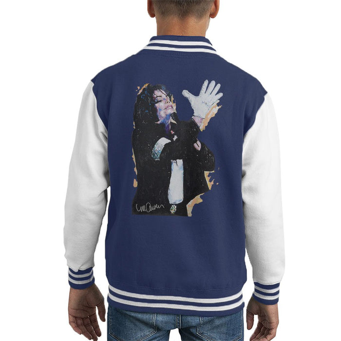 Sidney Maurer Original Portrait Of Michael Jackson White Glove Kids Varsity Jacket - Kids Boys Varsity Jacket