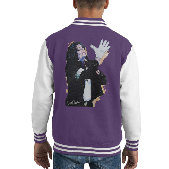 Sidney Maurer Original Portrait Of Michael Jackson White Glove Kids Varsity Jacket - Kids Boys Varsity Jacket