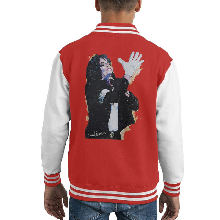 Sidney Maurer Original Portrait Of Michael Jackson White Glove Kids Varsity Jacket - Kids Boys Varsity Jacket