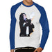 Sidney Maurer Original Portrait Of Michael Jackson White Glove Mens Baseball Long Sleeved T-Shirt - Small / White/Royal - Mens Baseball Long
