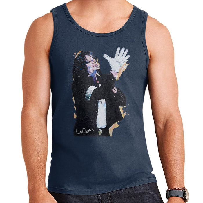 Sidney Maurer Original Portrait Of Michael Jackson White Glove Mens Vest - Small / Navy Blue - Mens Vest