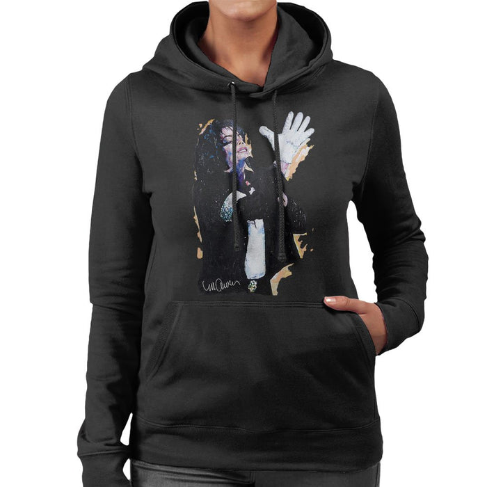 Sidney Maurer Original Portrait Of Michael Jackson White Glove Womens Hooded Sweatshirt - Womens Hooded Sweatshirt
