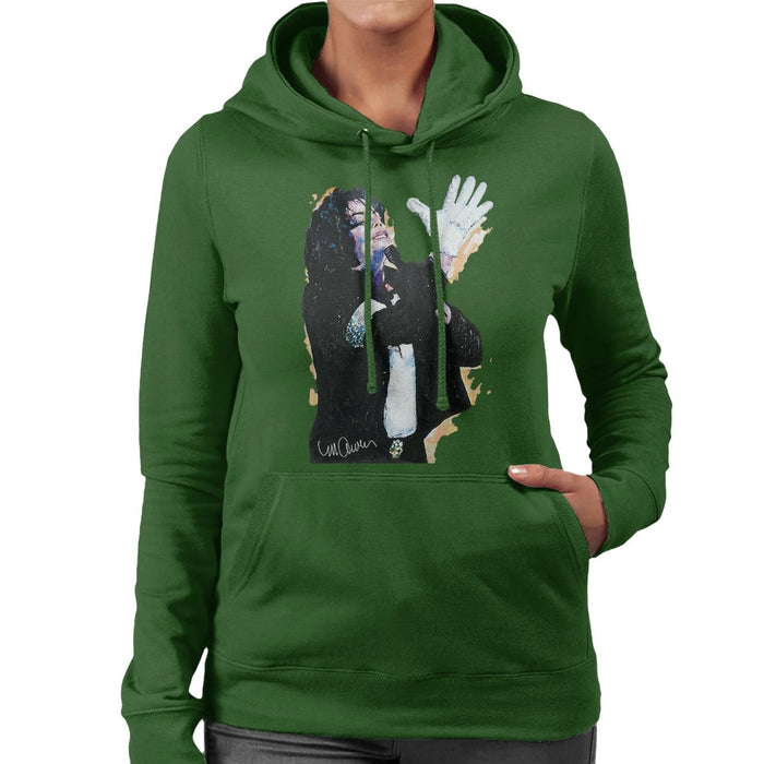 Sidney Maurer Original Portrait Of Michael Jackson White Glove Womens Hooded Sweatshirt - Womens Hooded Sweatshirt