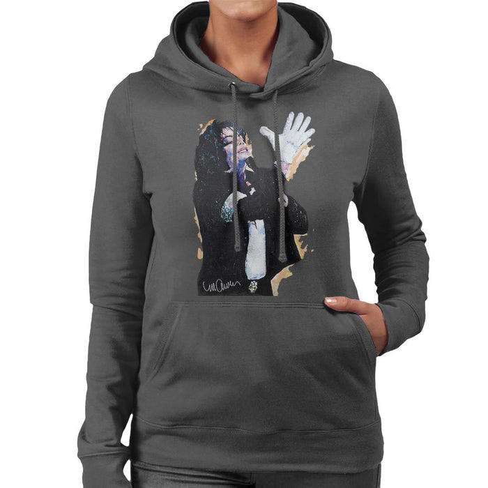 Sidney Maurer Original Portrait Of Michael Jackson White Glove Womens Hooded Sweatshirt - Womens Hooded Sweatshirt