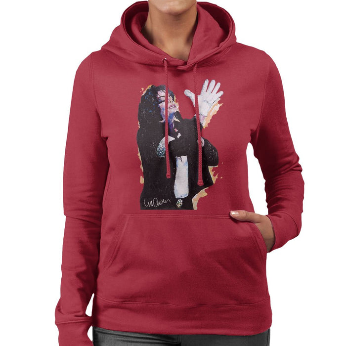 Sidney Maurer Original Portrait Of Michael Jackson White Glove Womens Hooded Sweatshirt - Womens Hooded Sweatshirt