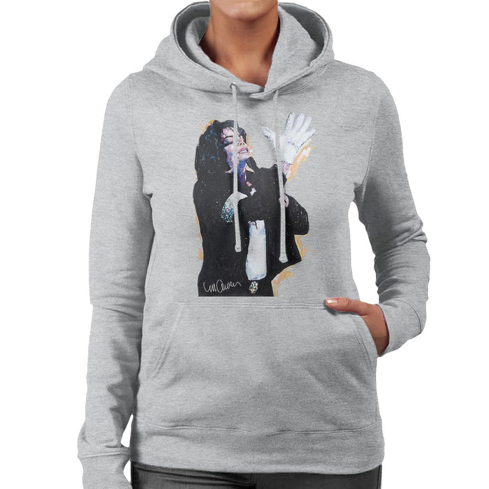 Sidney Maurer Original Portrait Of Michael Jackson White Glove Womens Hooded Sweatshirt - Womens Hooded Sweatshirt